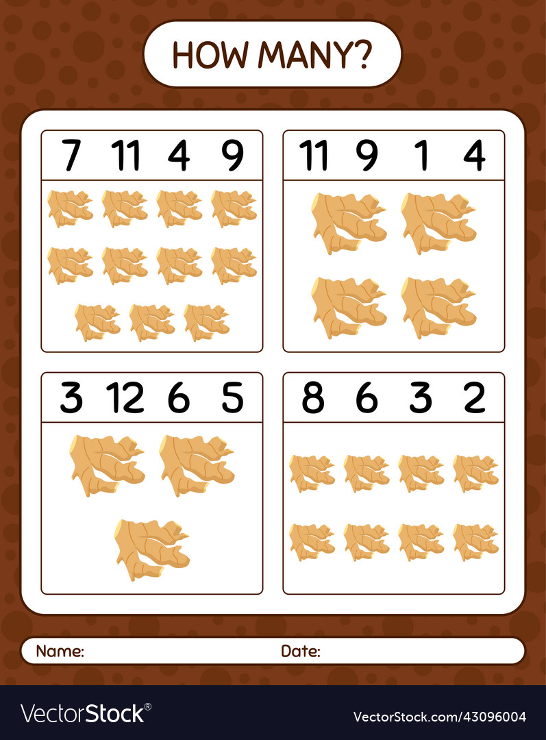 How many counting game with ginger worksheet