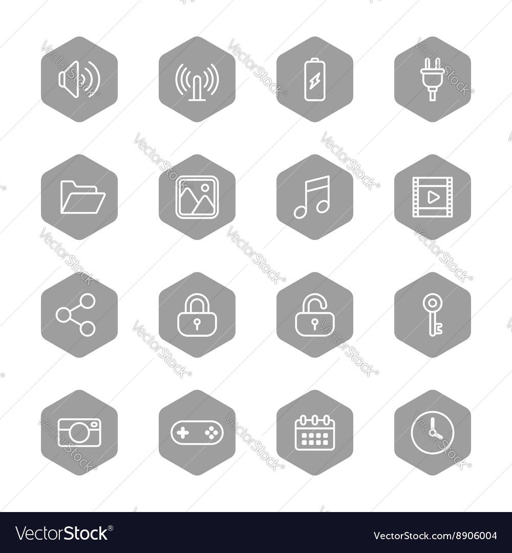 Line Icon Set - Hexagon Style