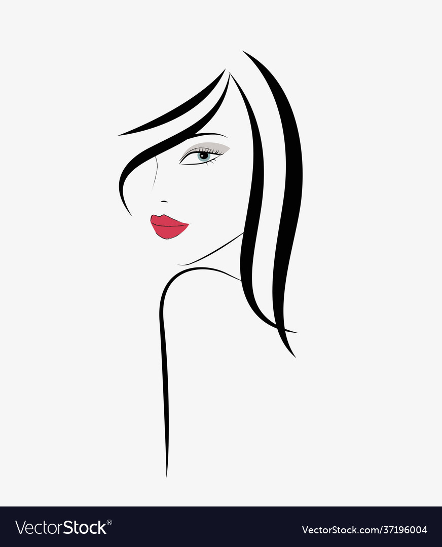 Logo beautiful woman with long black hair Vector Image