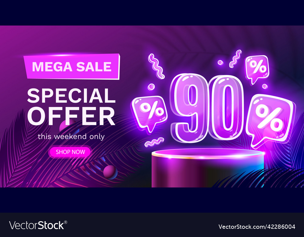 Mega Verkauf Sonderangebot Neon 90 aus Banner