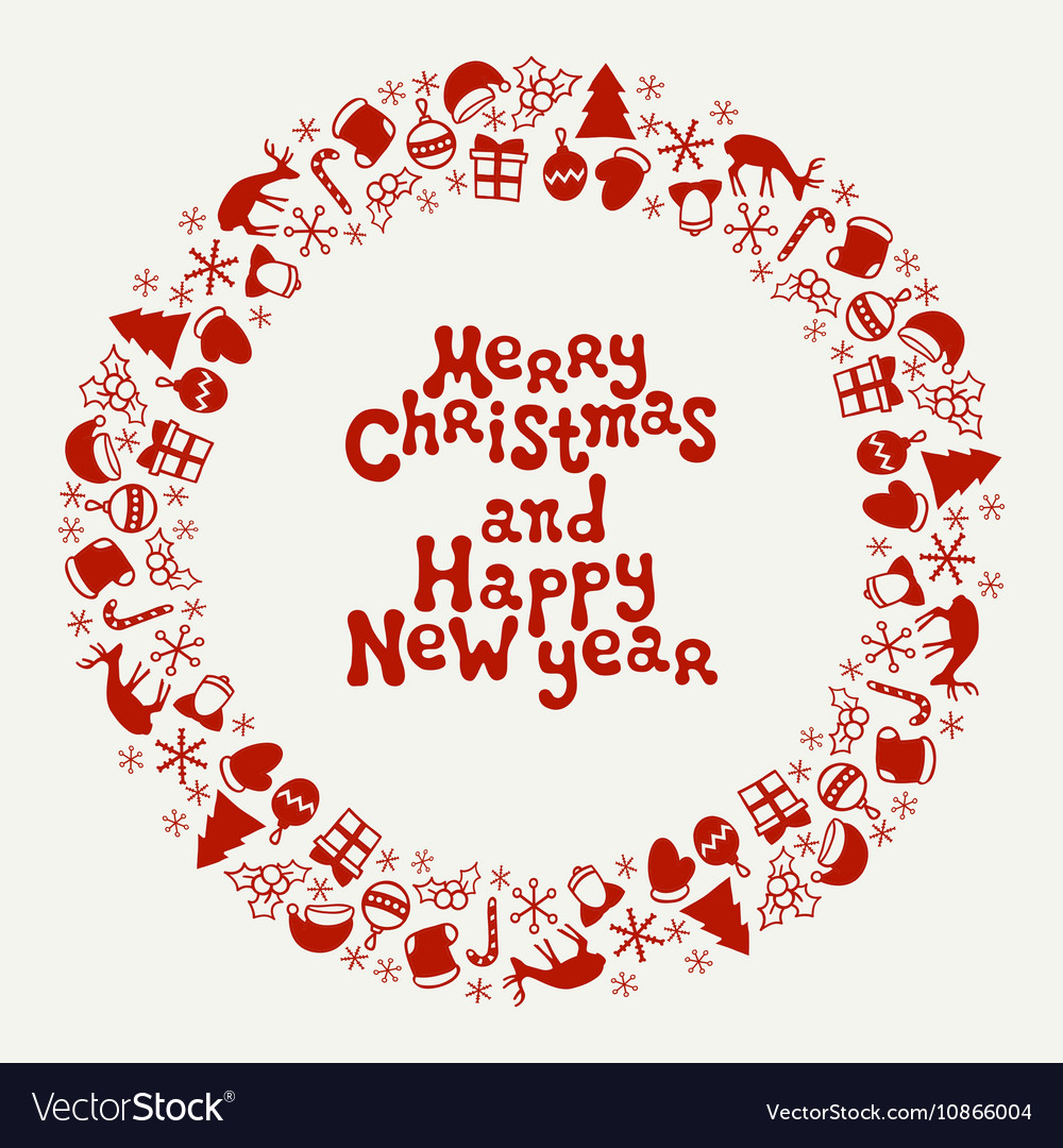 Merry christmas and happy new year lettering