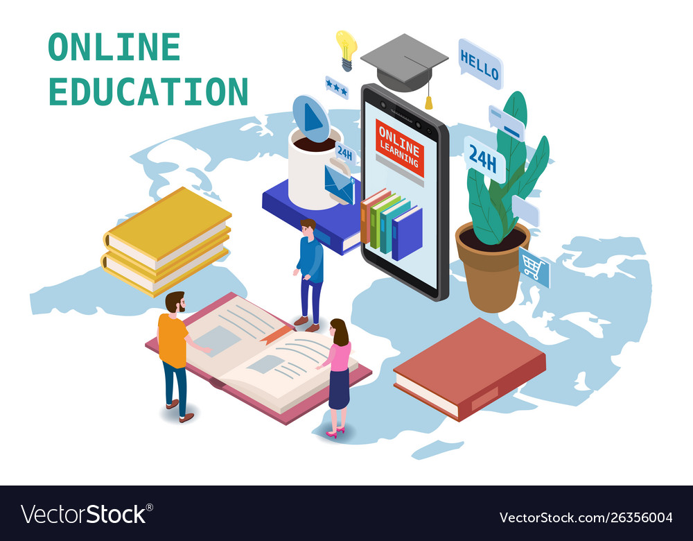 Online education isometric icons composition