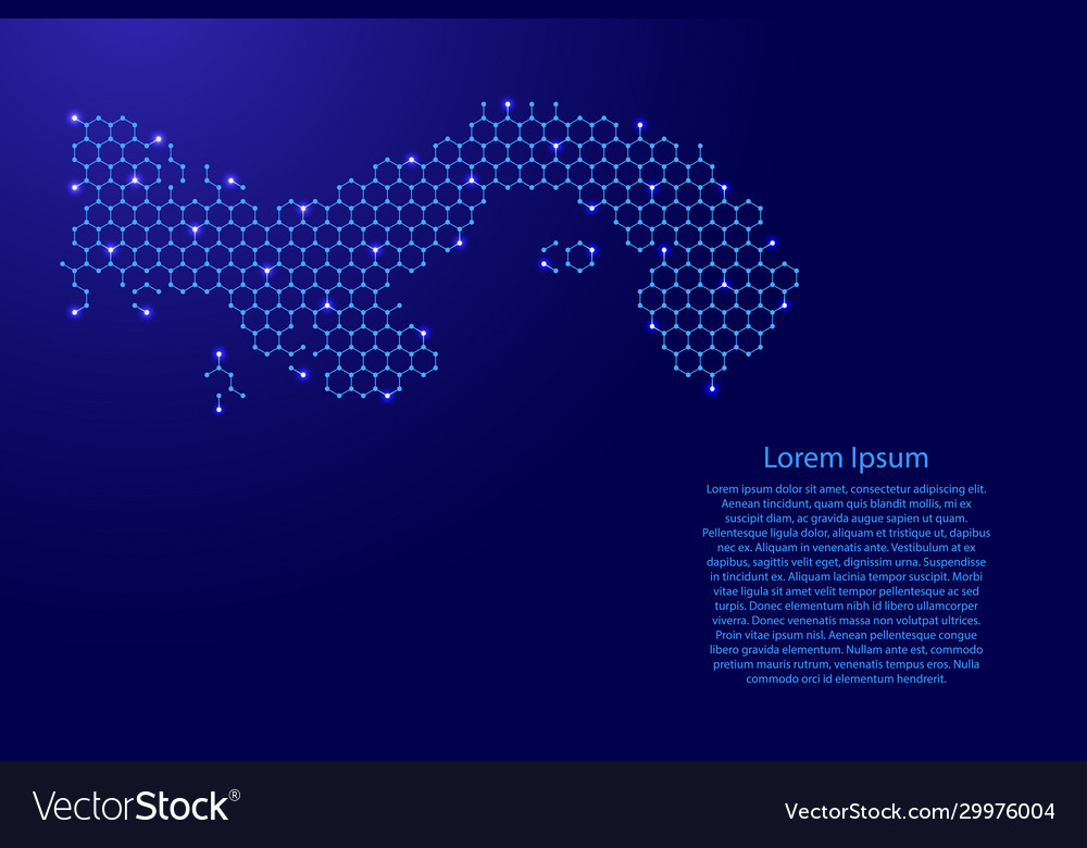 Panama map from futuristic hexagonal shapes vector image Panama map from futuristic hexagonal shapes