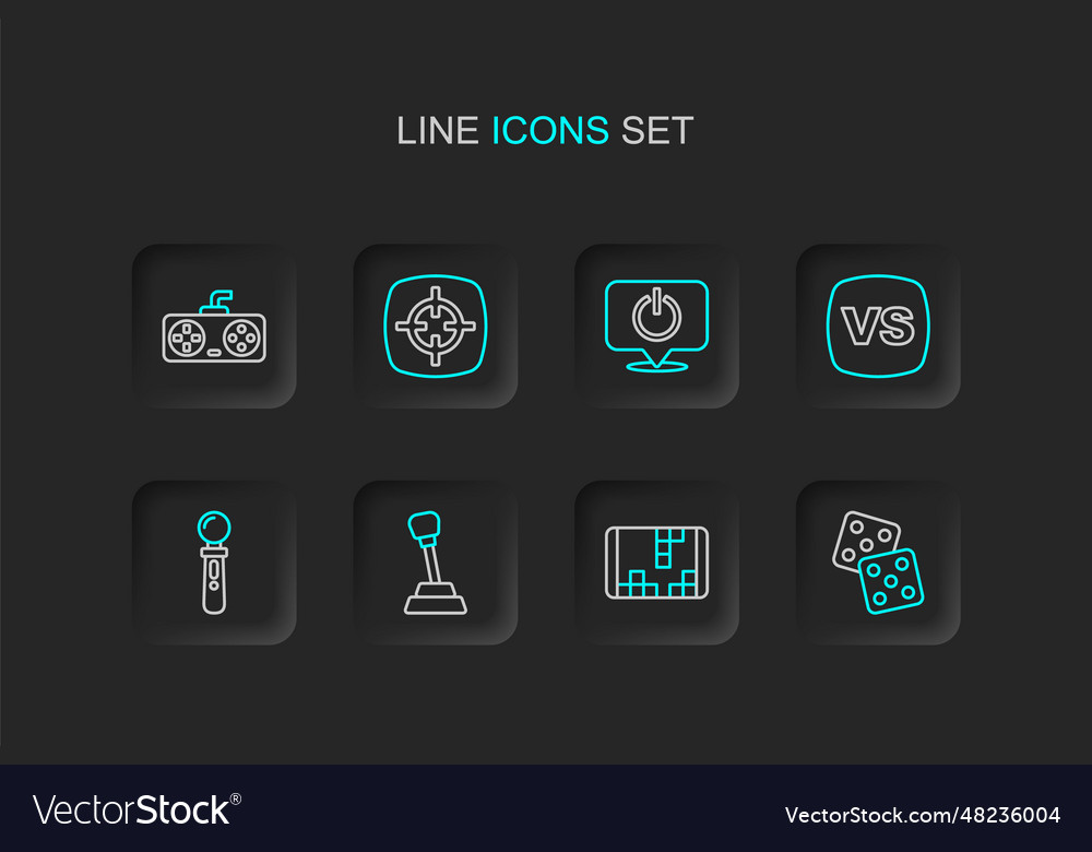 Set line game dice portable video console vector image Set line game dice portable video console