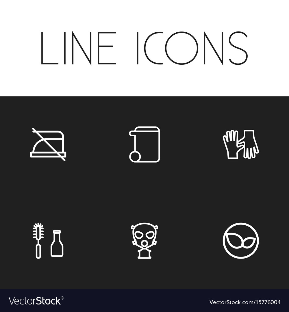 Set of 6 editable cleanup icons includes symbols