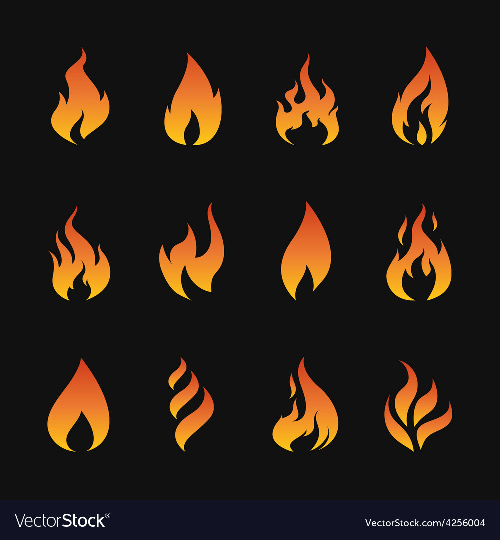 Set of flame symbols