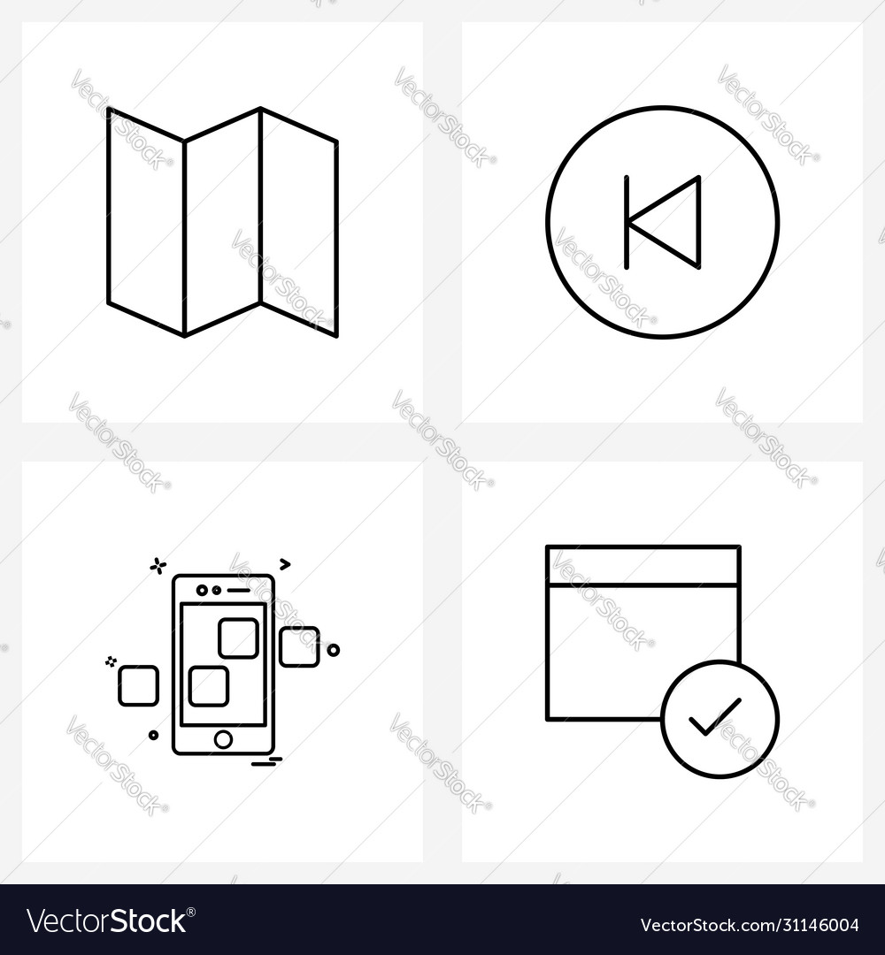 Simple set 4 line icons such as chart previous