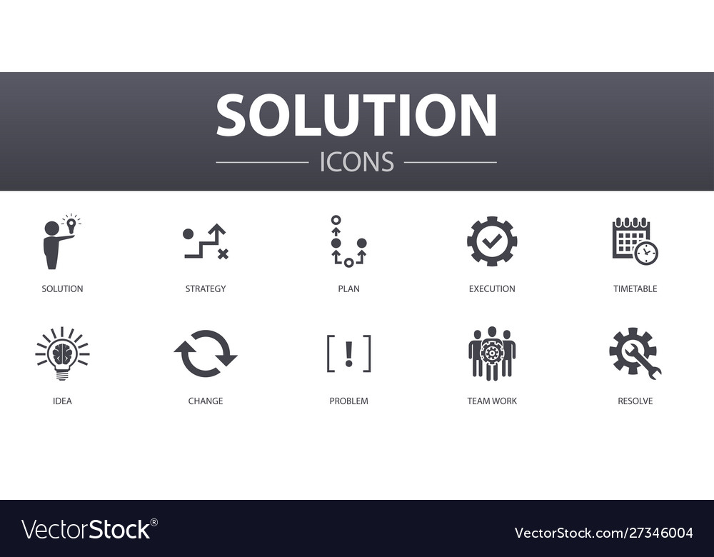 Solution simple concept icons set contains