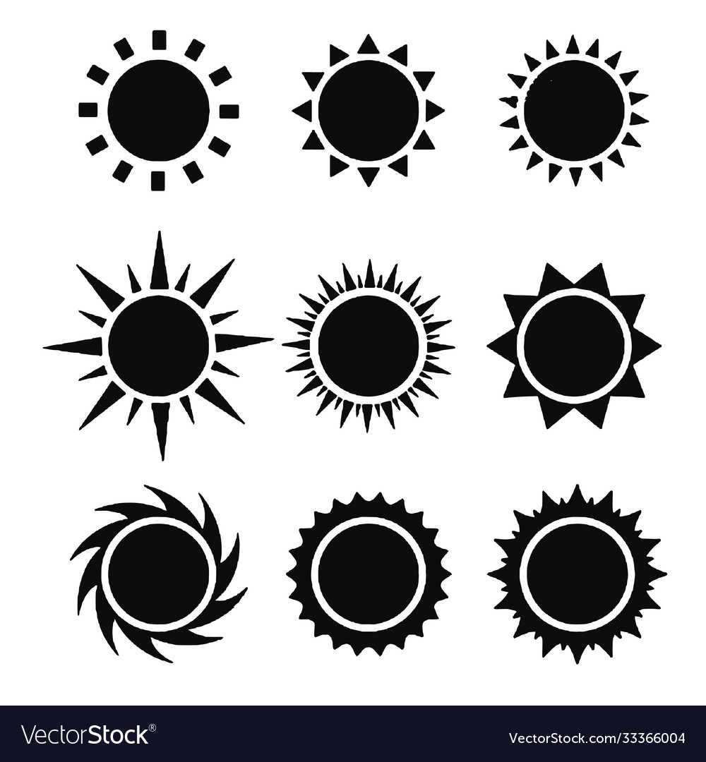Sun shapes set isolated on white background vector image Sun shapes set isolated on white background