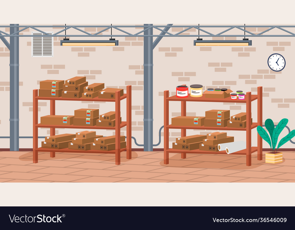 Boxes and Color Containers on Racks