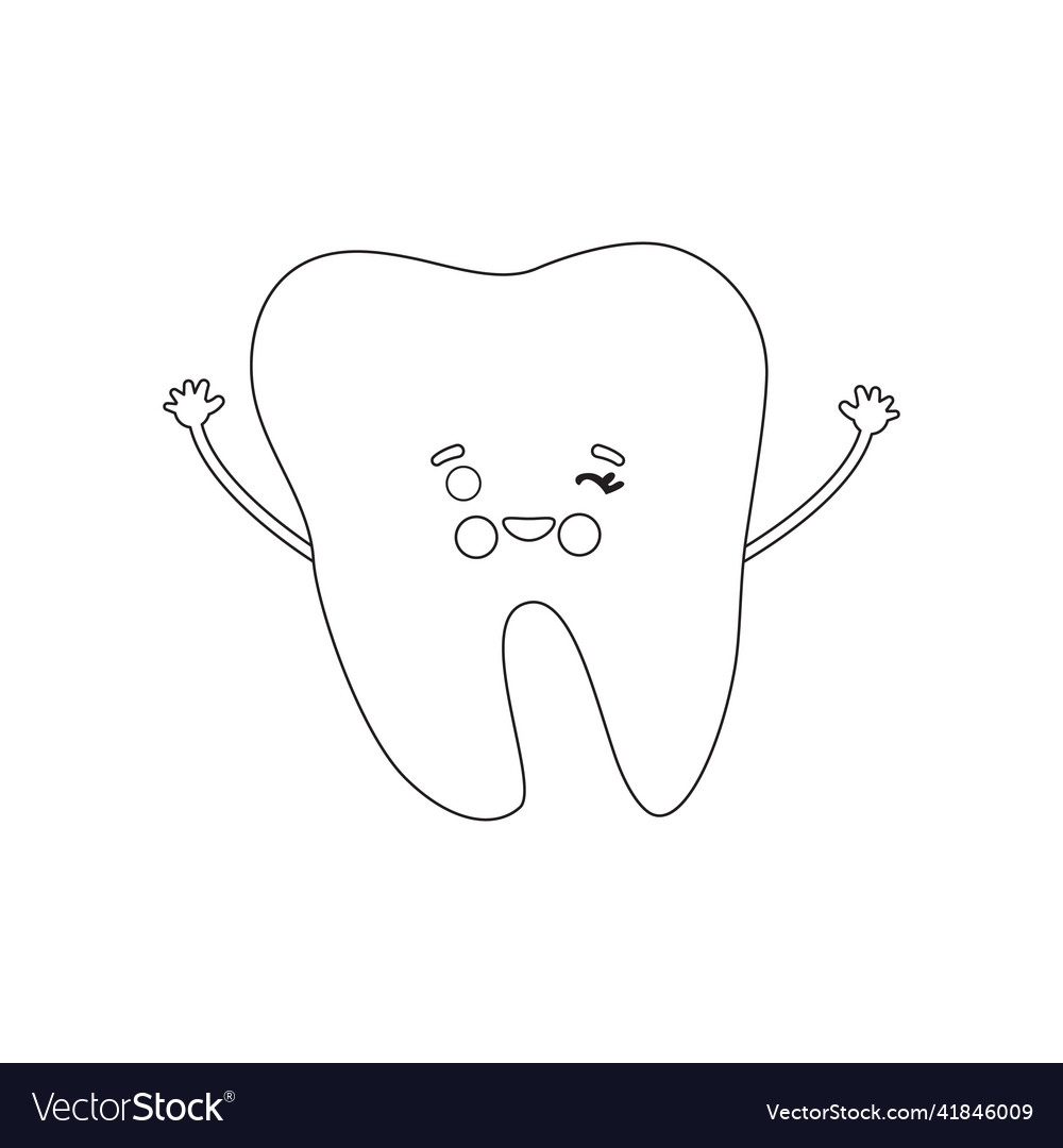 Cartoon tooth character black Royalty Free Vector Image