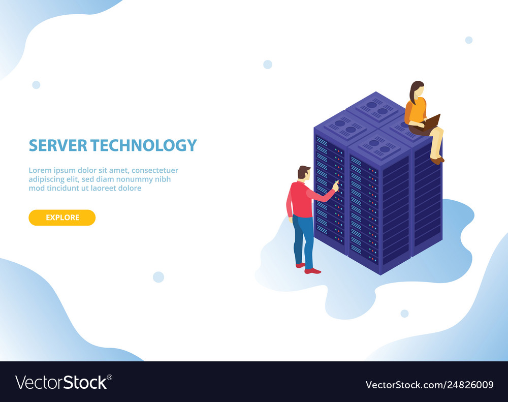 Cloud server hosting technology with isometric vector image Cloud server hosting technology with isometric