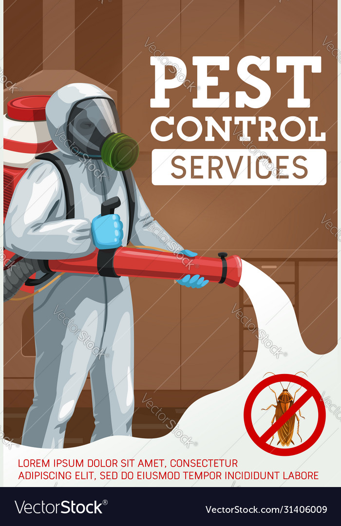 Cold fogging pest control method poster Royalty Free Vector