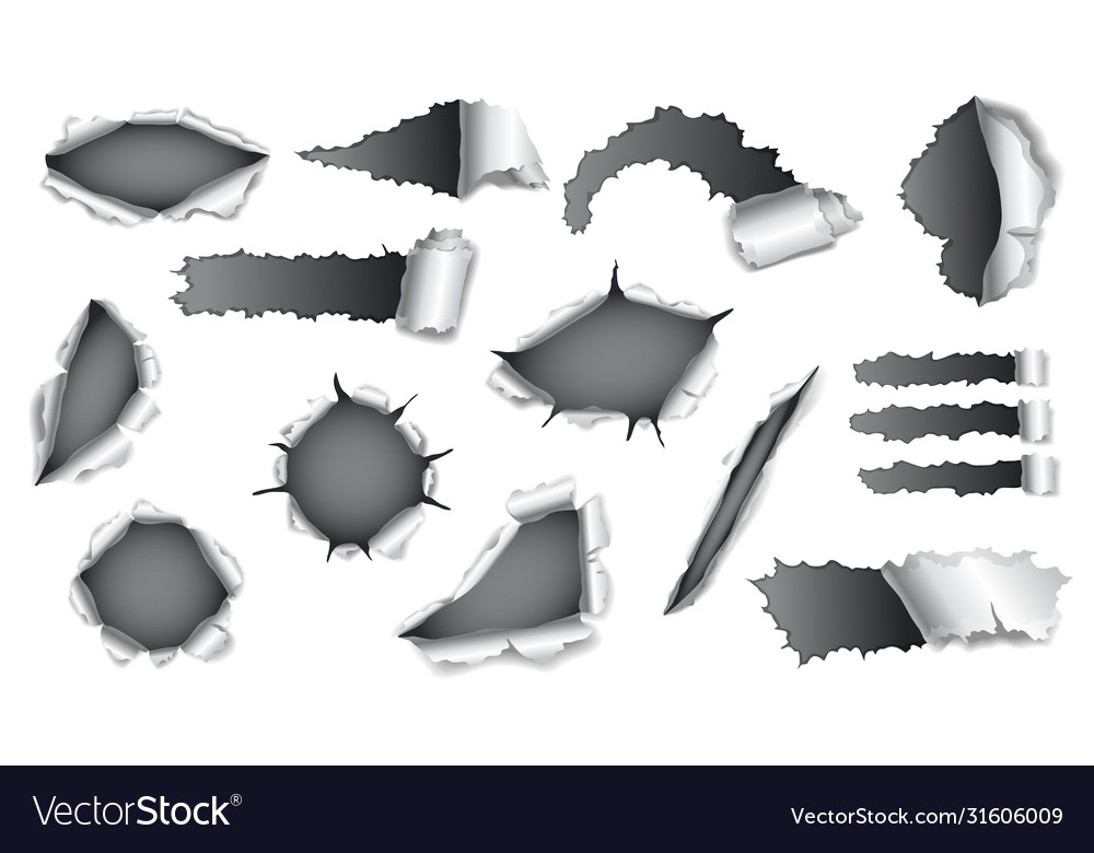 Collection papers hole with gray paper vector image Collection papers hole with gray paper
