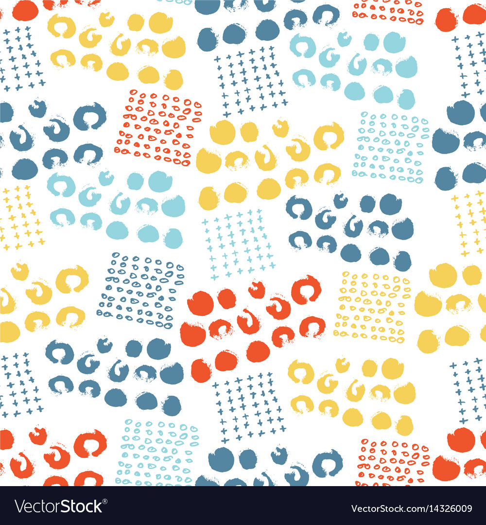 Colorful seamless pattern with brush dots