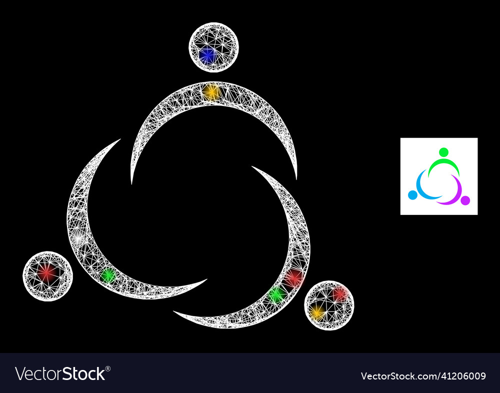 Crossed web mesh community icon with multicolored vector image Crossed web mesh community icon with multicolored