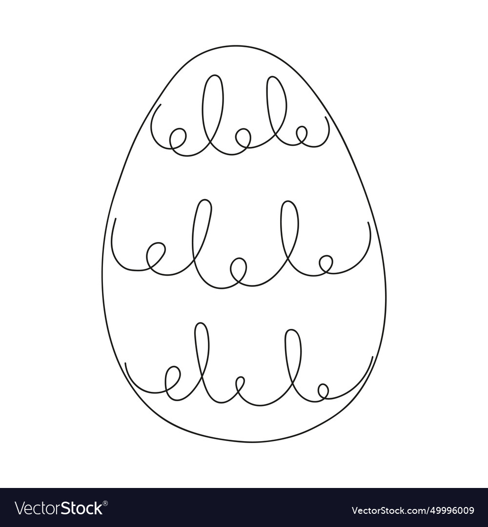 Easter egg with pattern continuous one line vector image Easter egg with pattern continuous one line