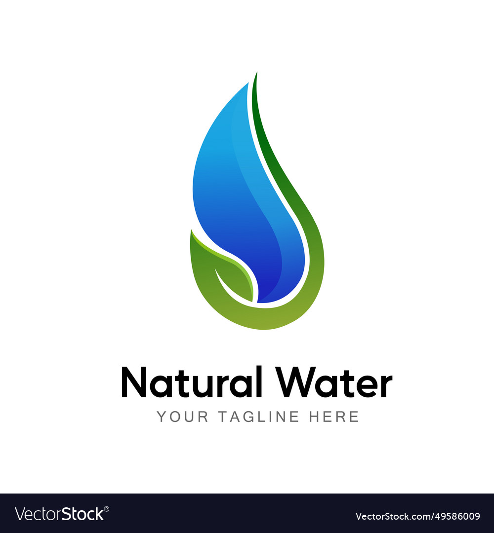 Eco water drop leaf logo design template natural