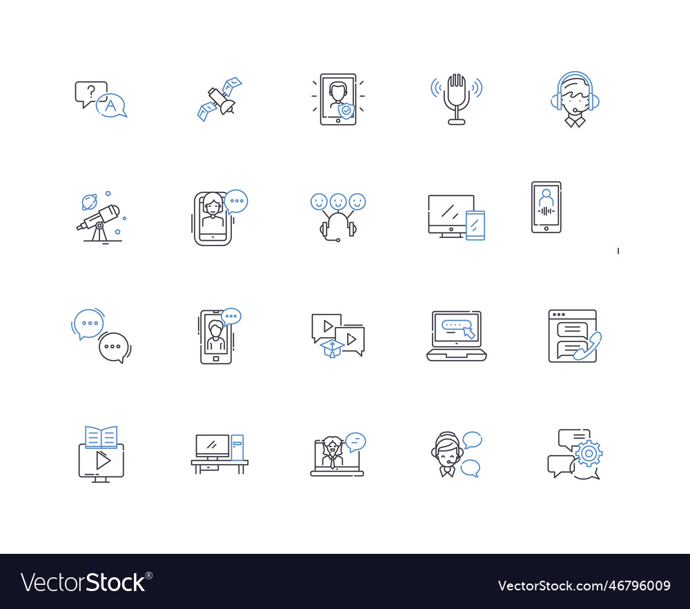 Expression line icons collection emotion vector image Expression line icons collection emotion