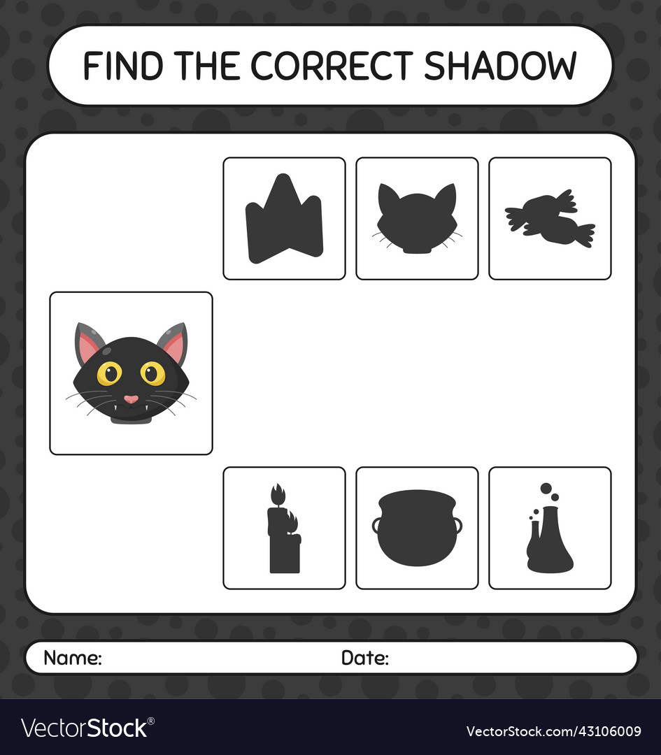 Find the correct shadows game with black cat Vector Image Find the correct shadows game with black cat