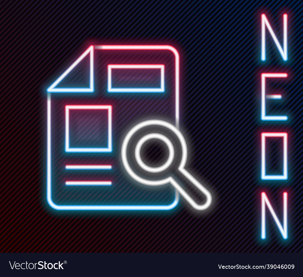 Glowing neon line document with graph chart icon vector image Glowing neon line document with graph chart icon