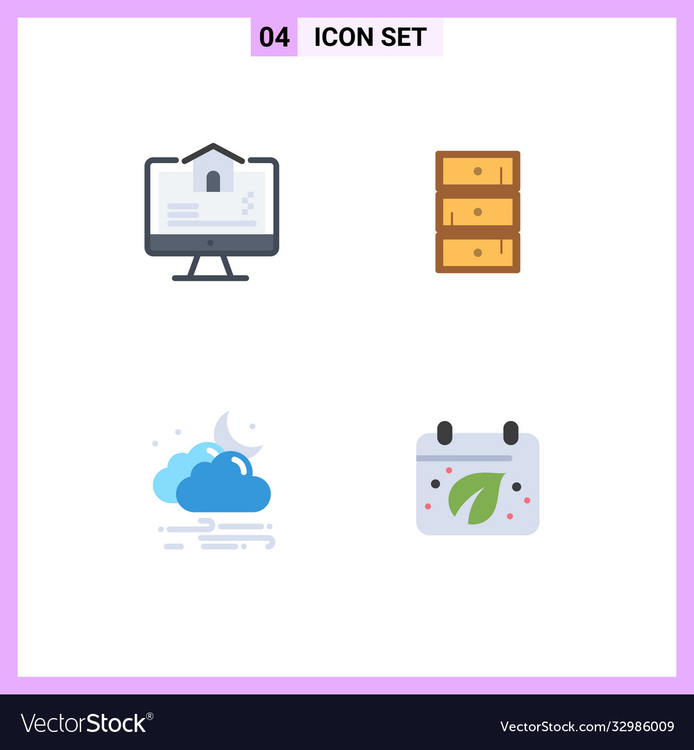 Group 4 modern flat icons set for computer