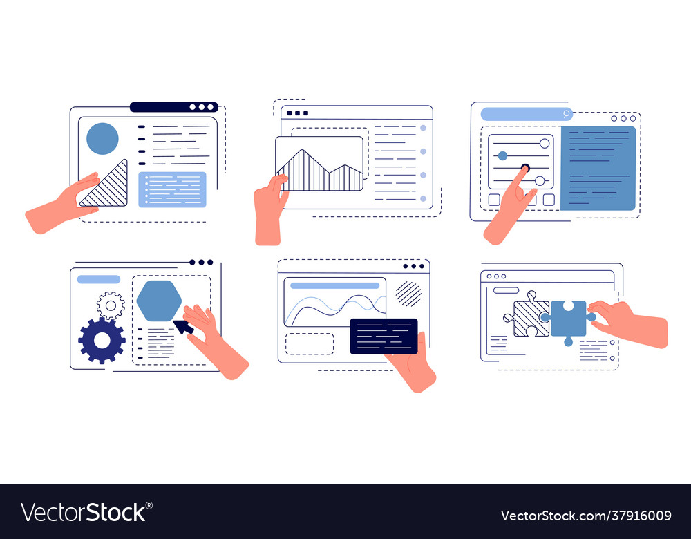 Hands programming app engineering apps ui hand Vector Image
