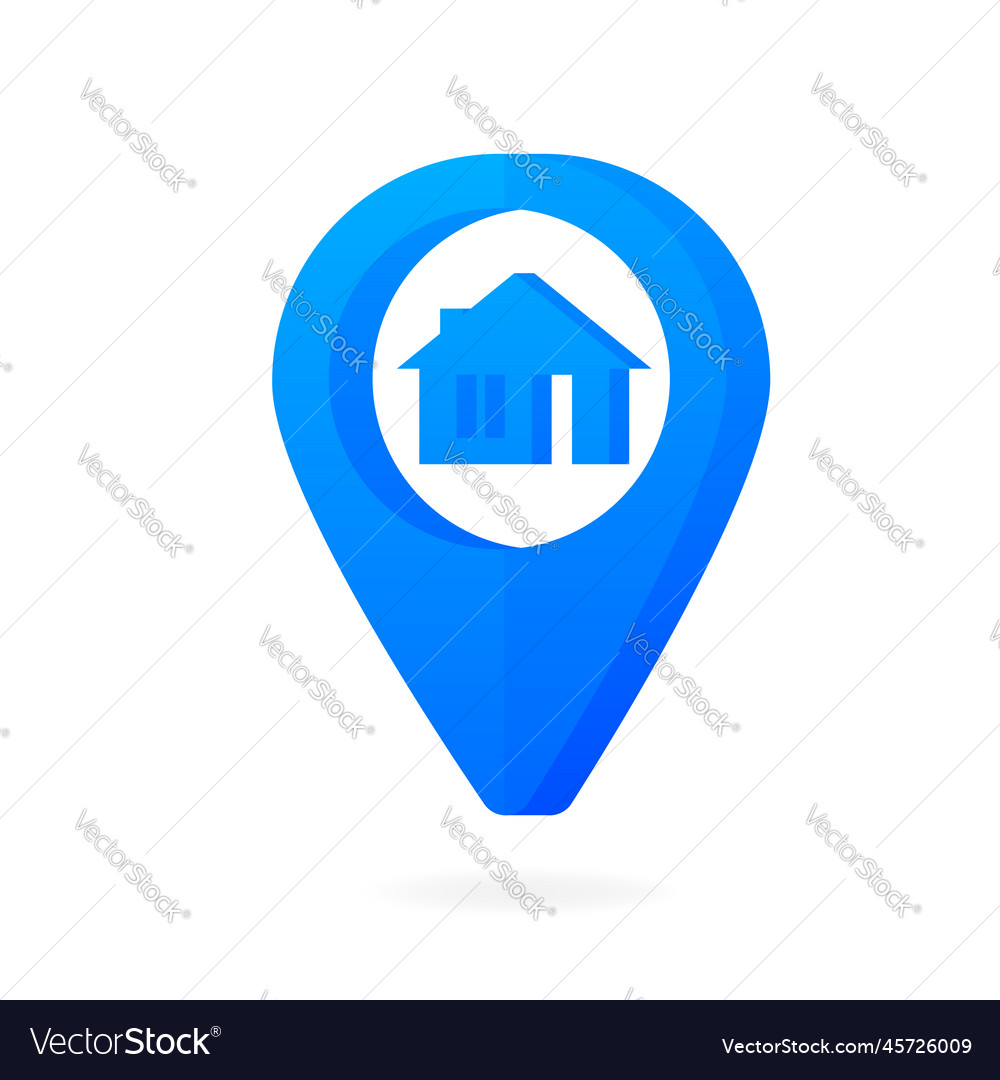 House blue pointer on map vector image House blue pointer on map