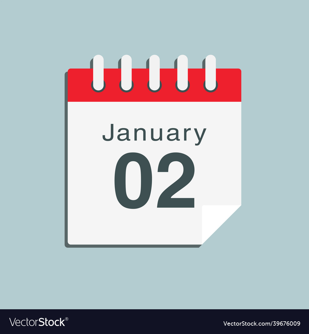 Icon day date 2 january template calendar page