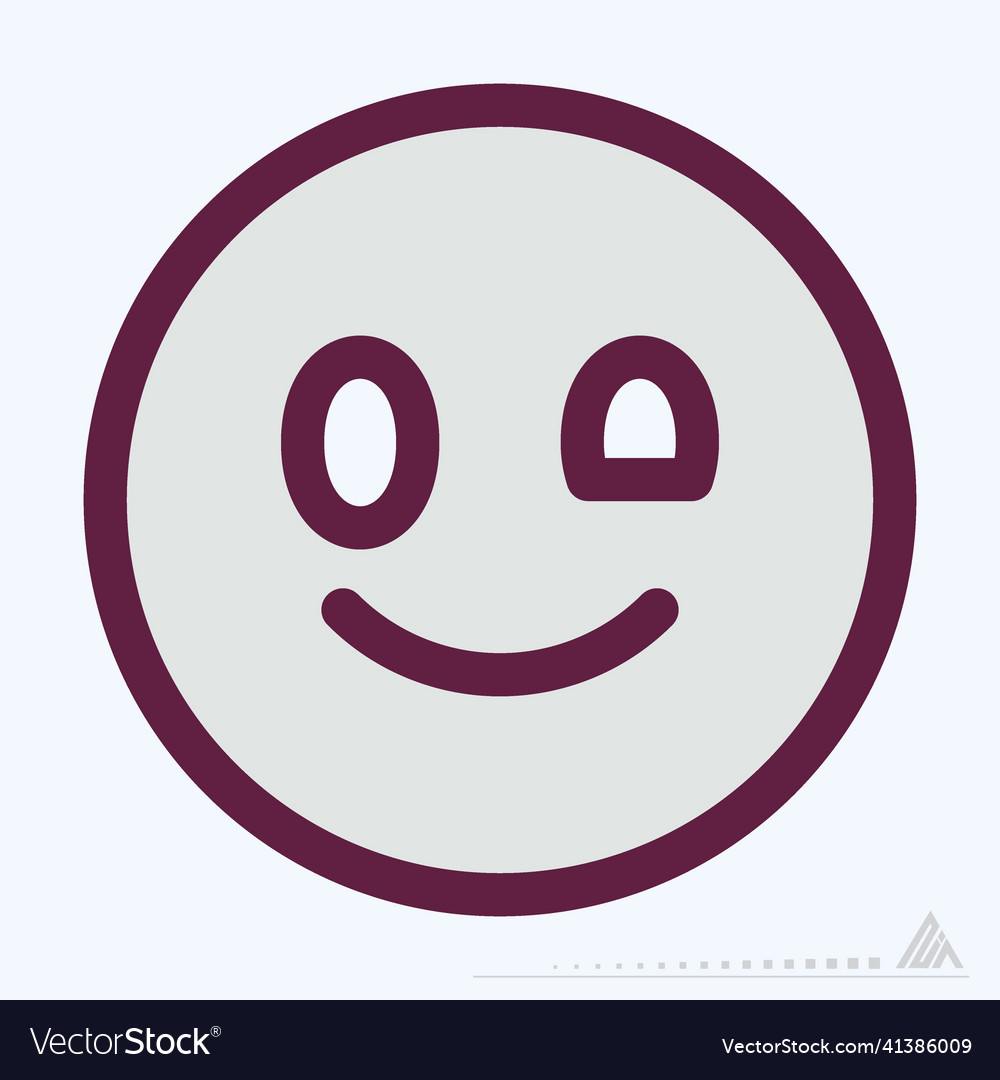 Icon Emoticon Wink - Color Line Cut Style Vector Image