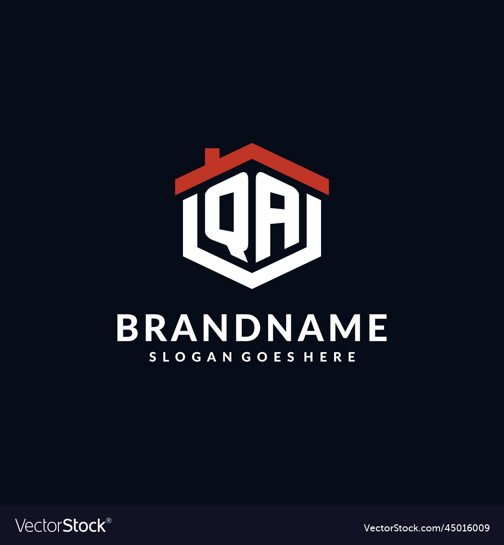 Initial letter qa logo with home roof hexagon Vector Image Initial letter qa logo with home roof hexagon