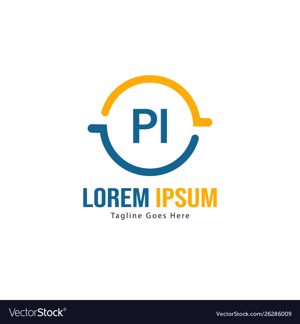 Initial pi logo template with modern frame Vector Image Initial pi logo template with modern frame