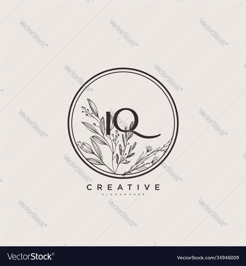 Iq beauty initial logo art handwriting