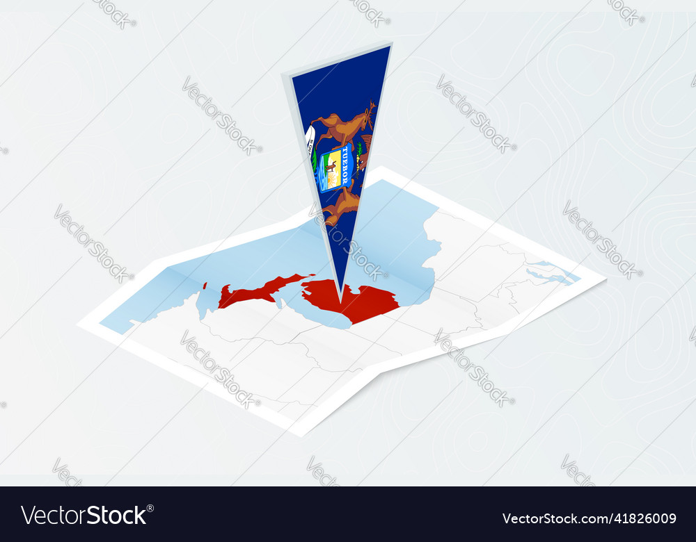 Isometric paper map of michigan with triangular