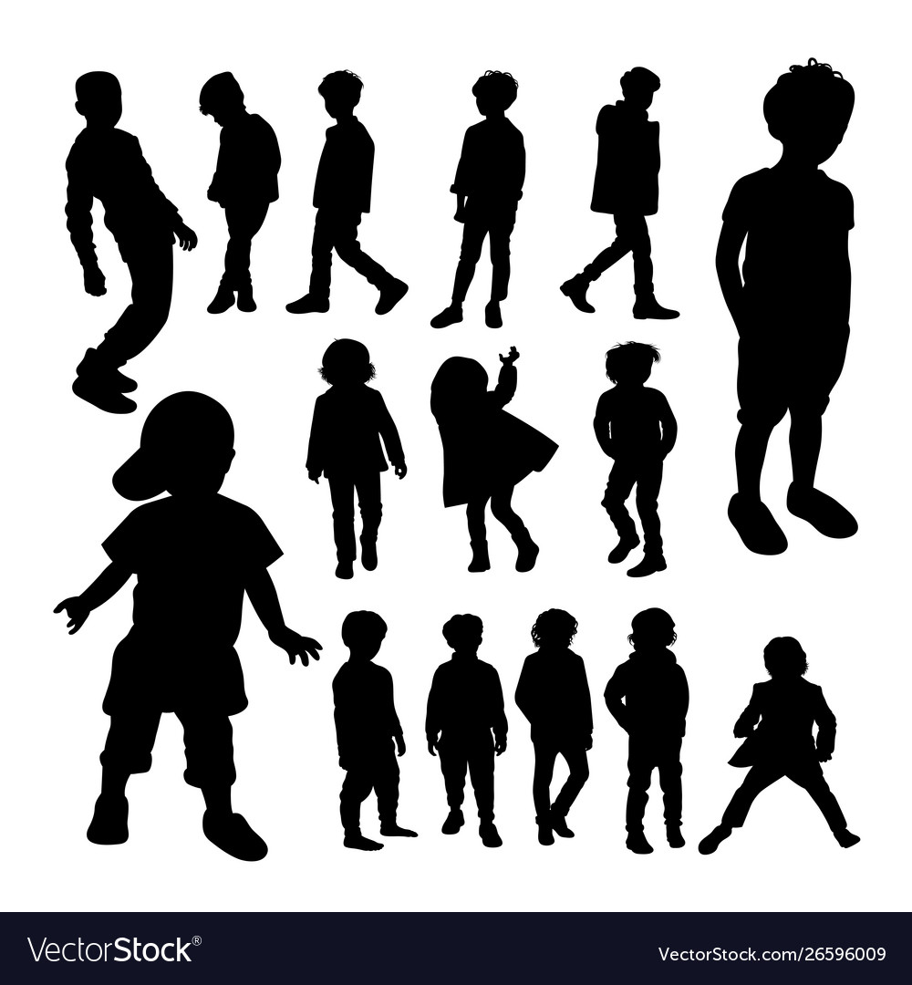 Little boy silhouettes Royalty Free Vector Image