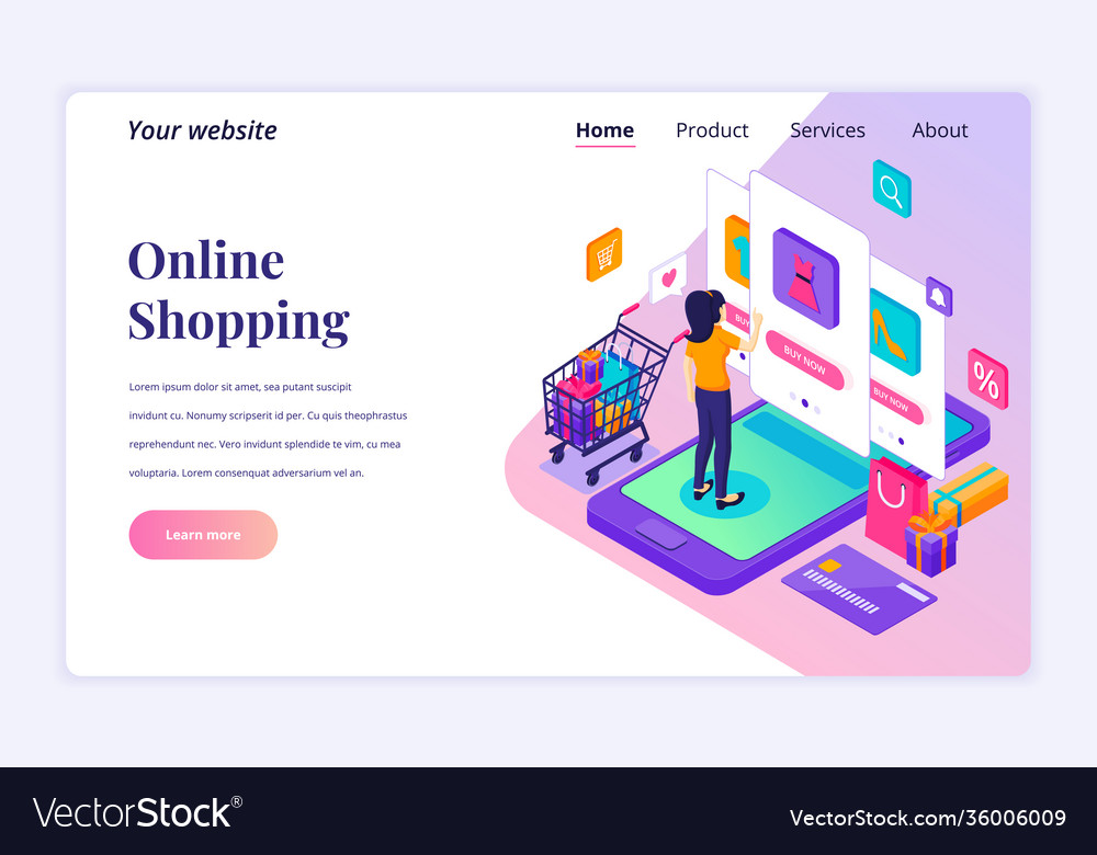 Modern flat isometric design concept online Vector Image