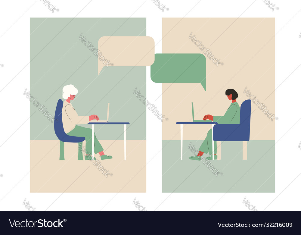 Online stress therapy scene color flat vector image Online stress therapy scene color flat