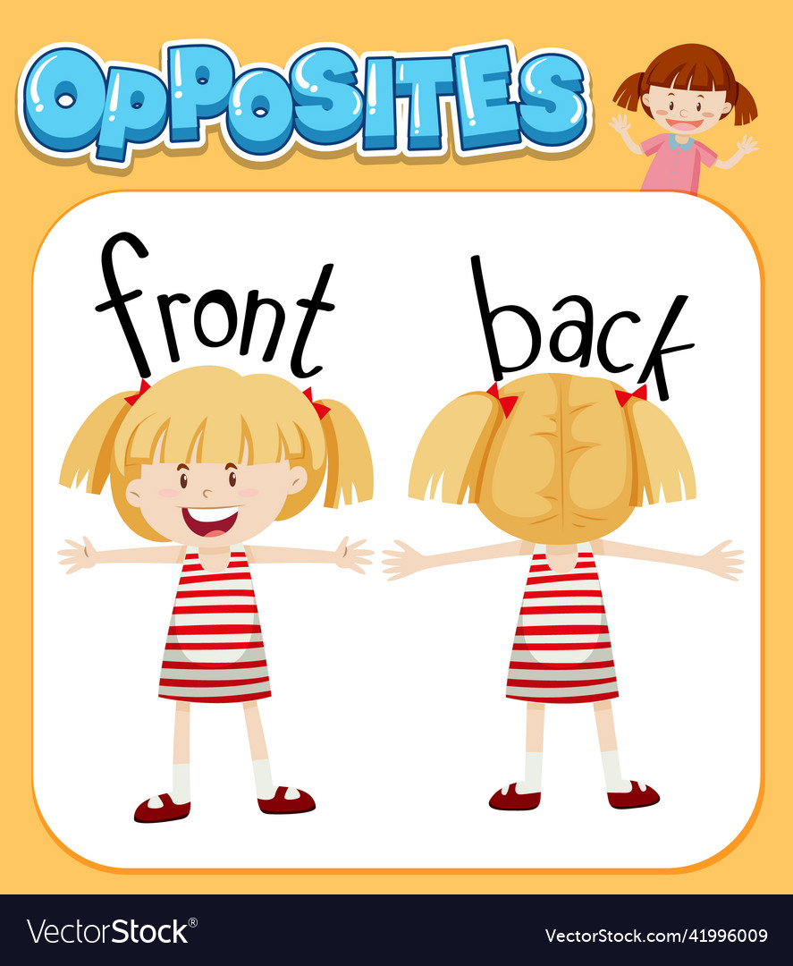 Opposite words for front and back Royalty Free Vector Image