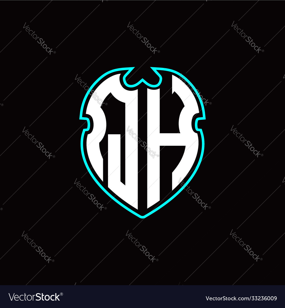 Q h initial logo design with a shield shape vector image Q h initial logo design with a shield shape