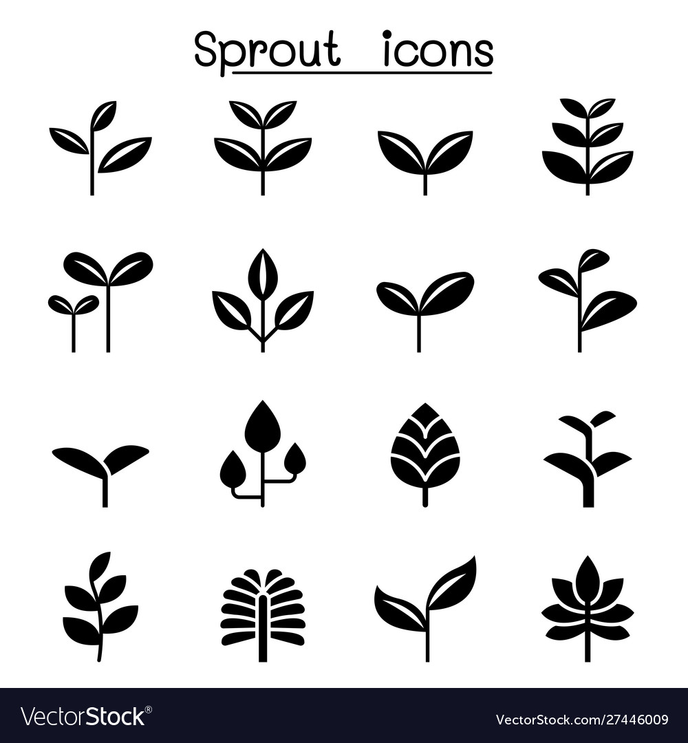 Sprout plant treetop leaf icon set graphic design vector image Sprout plant treetop leaf icon set graphic design