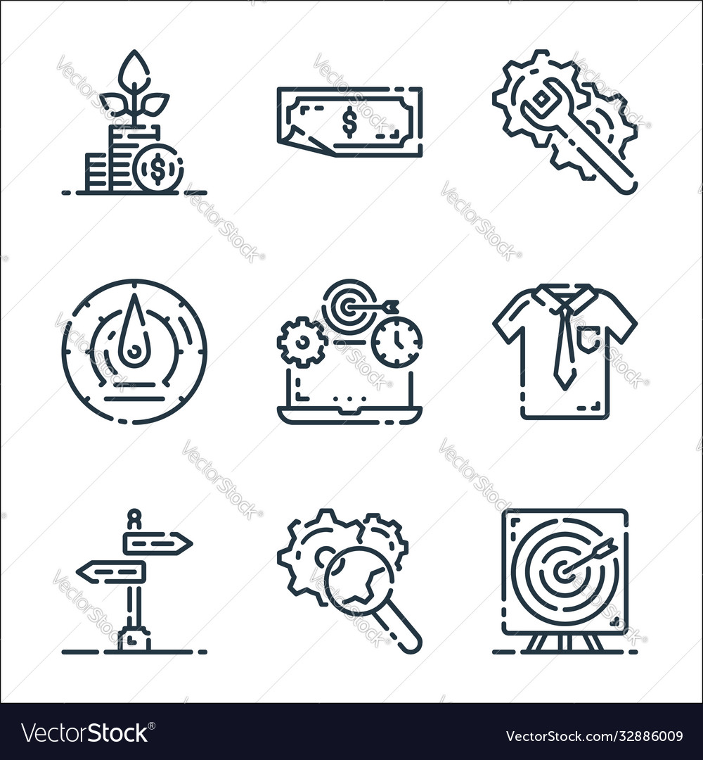 Startup line icons linear set quality