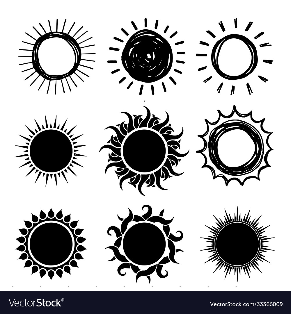 Sun shapes set isolated on white background vector image Sun shapes set isolated on white background