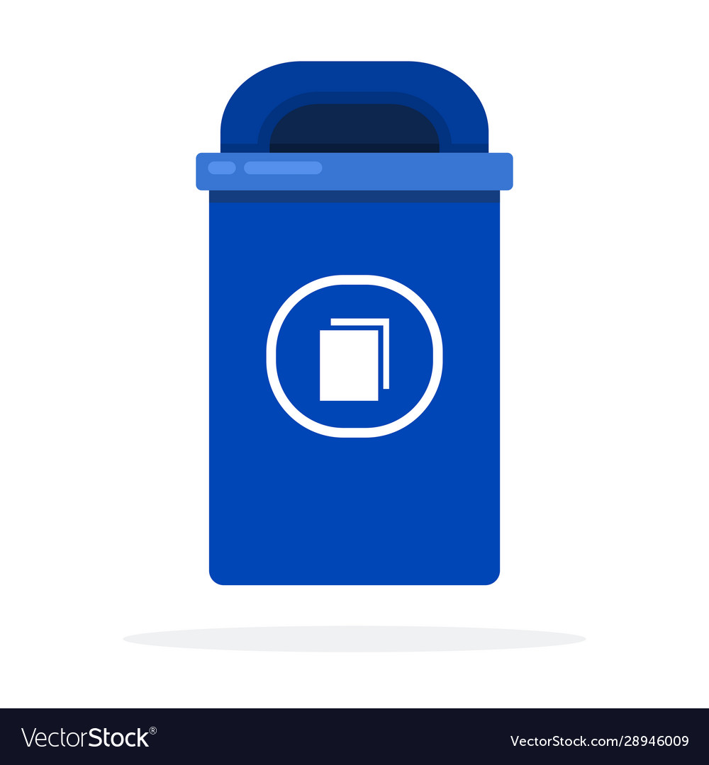 Urban blue bin for paper flat isolated Royalty Free Vector