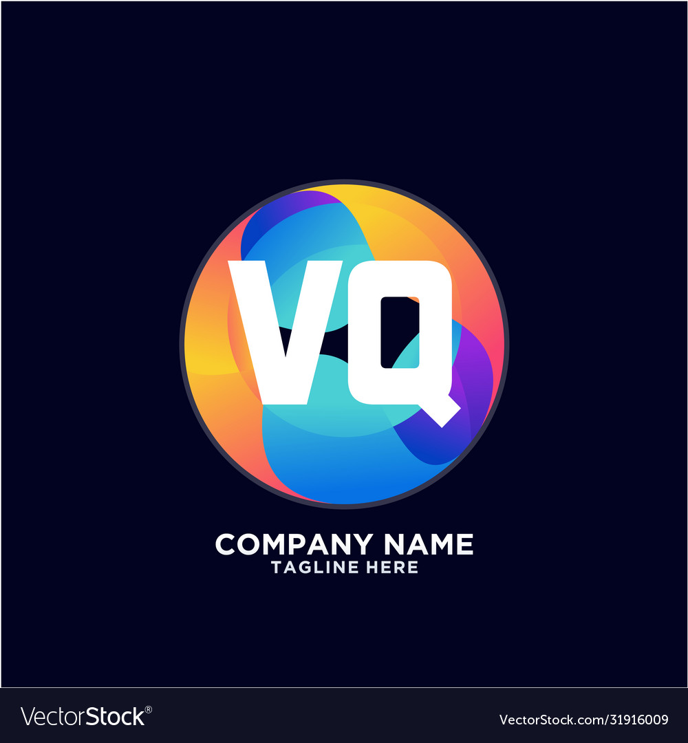 Vq initial logo with colorful circle template vector image Vq initial logo with colorful circle template