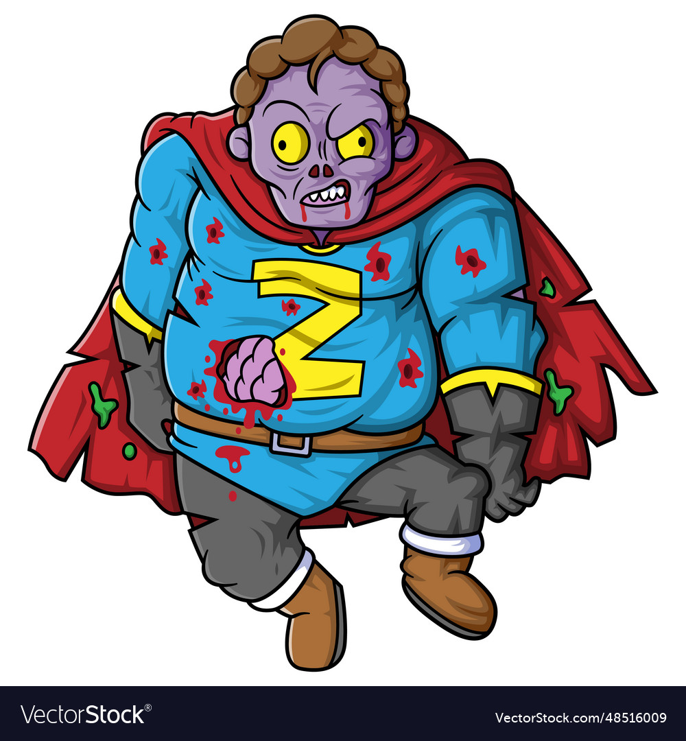 Zombie superhero cartoon character on white Vector Image