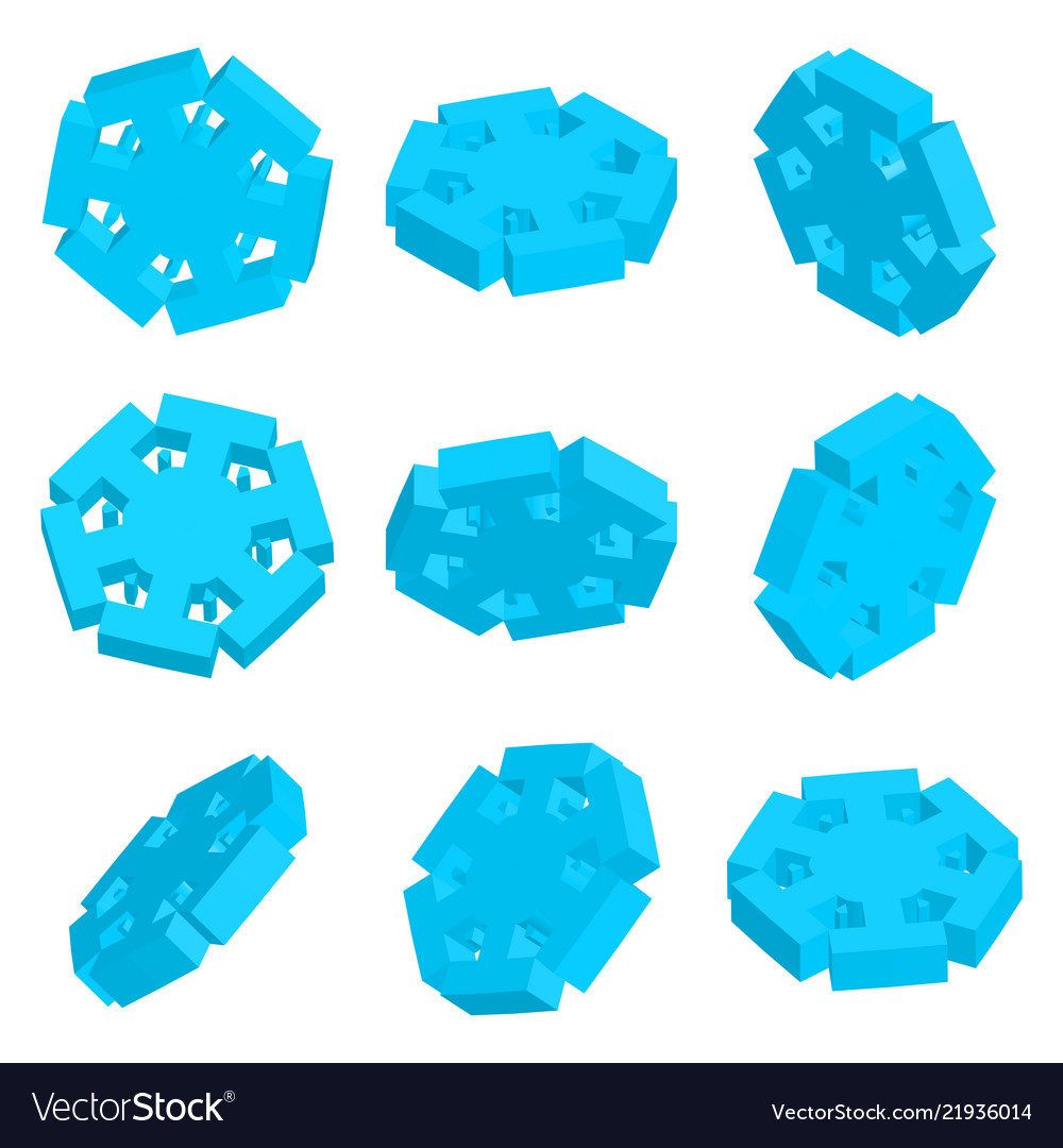 3d isometric snowflake icon with various vector image 3d isometric snowflake icon with various