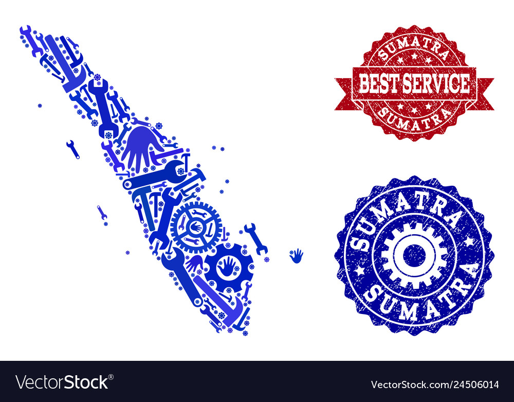 Best service collage of map sumatra island