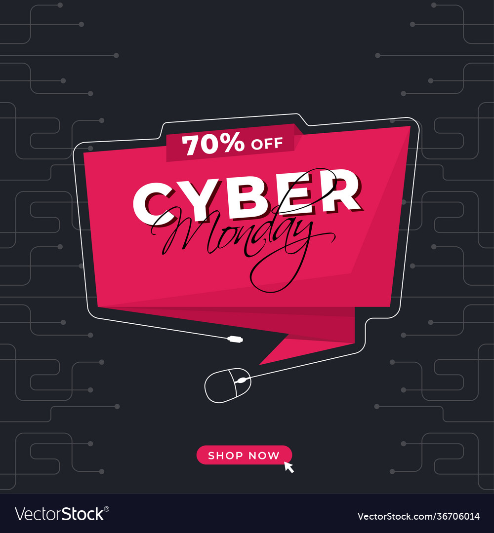 Cyber monday sale ribbon label with 70 discount