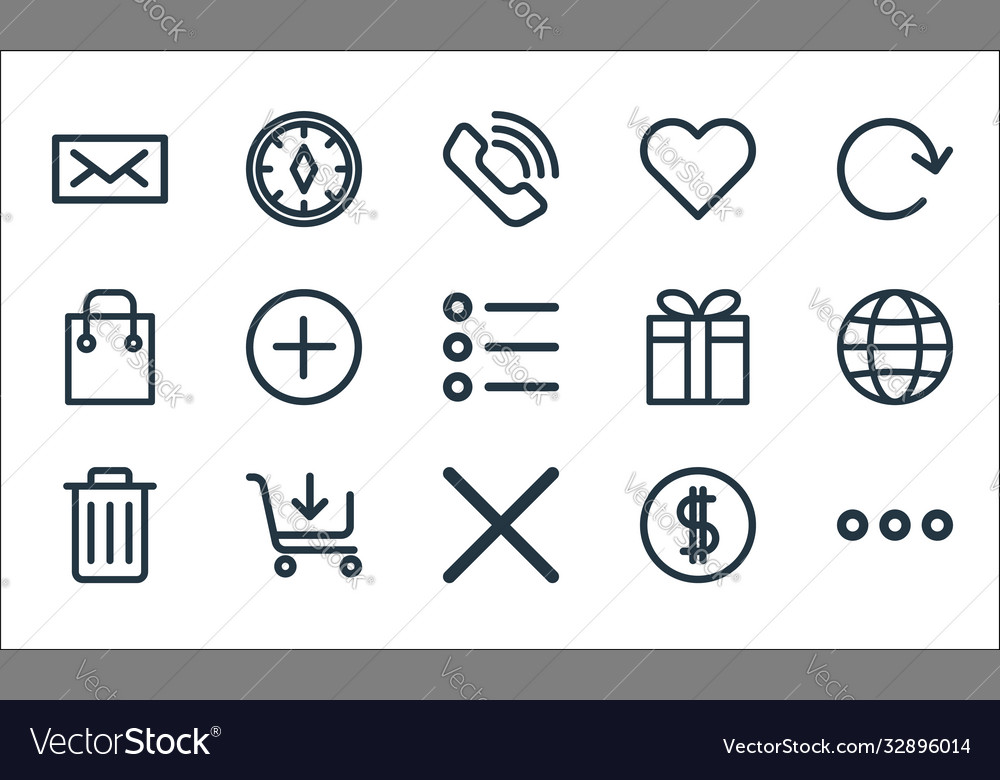 Ecommerce starter pack line icons linear set vector image Ecommerce starter pack line icons linear set