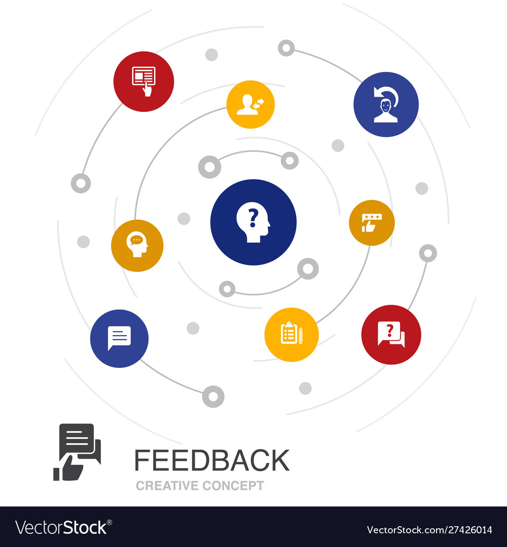 Feedback colored circle concept with simple icons